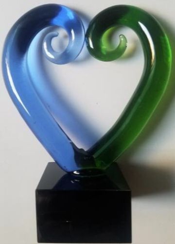 Kiwiana - Glass Art Koru Hearts