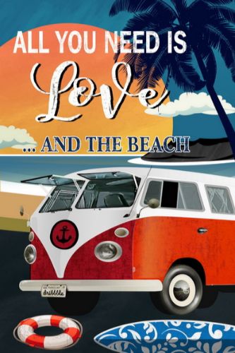 Wall Art on Wooden All you need is Love and the Beach 40x60cm