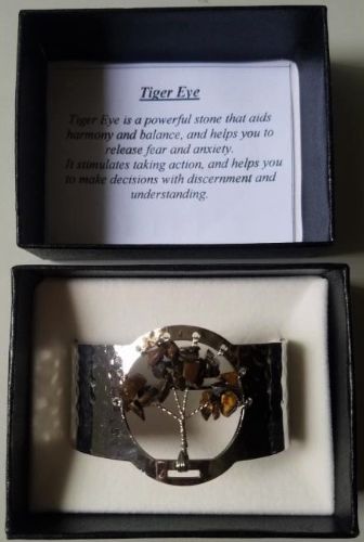 Tree of Life Tiger Eye Silver Plated Bracelet