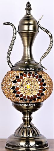 Teapot Shaped Mosaic Lamp -Orange (37cm)