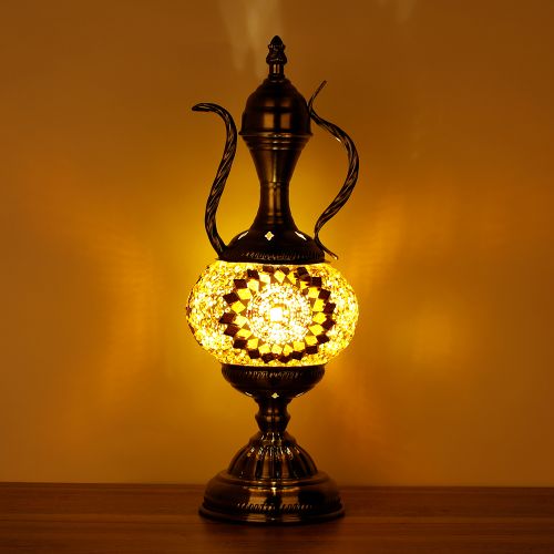 Teapot Shaped Mosaic Lamp -Orange (37cm)