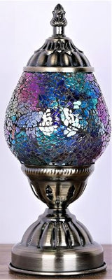 Turkish Oval Mosaic Lamp in Dark, 16cm, featuring intricate handcrafted patterns for enchanting home lighting.