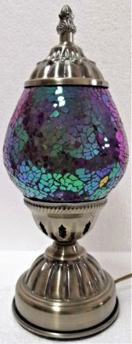 Turkish Oval Mosaic Lamp - Green / Purple (16cm)