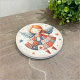 Canvas art featuring a large patchwork angel design, 250mm diameter, perfect for enhancing home decor.