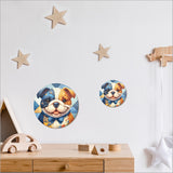 Large canvas wall art featuring a vibrant patchwork bulldog design, perfect for dog lovers and easy to hang.