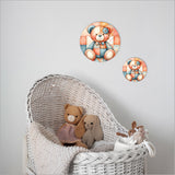 Large circular canvas showcasing a whimsical patchwork bear design, perfect for children's rooms and cozy spaces.