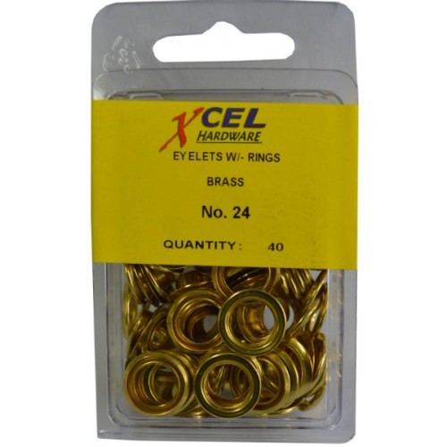 Eyelets - Brass With Rings Pkts 40  24b
