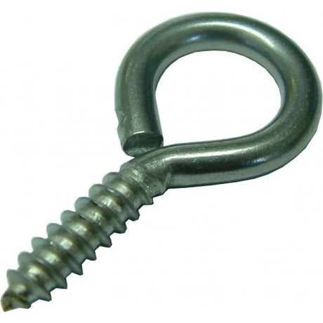 Heavy-duty #8 screw eyes, 40mm long and 4mm wide, perfect for hanging and securing items in DIY projects.