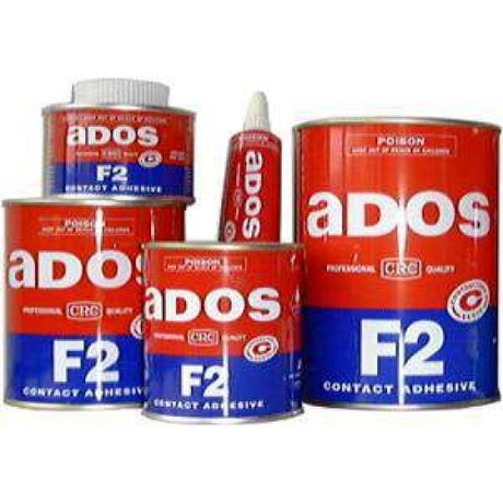 High-performance Ados F2 Contact Cement in a 500ml bottle, ideal for versatile, strong, and water-resistant bonding of various materials.