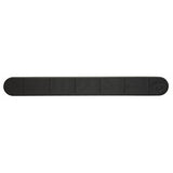 Soft-faced black magnetic knife rack with strong magnets, designed for light knives, adds fun to any kitchen.