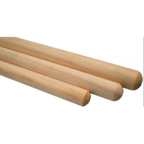Durable 1.5m NZ pine broom handle with ergonomic grip, tapered ends, ideal for various broom heads and efficient cleaning.