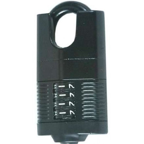 Durable 60mm closed shackle padlock with recodable combination and stainless steel shackle for enhanced security.