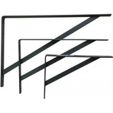 Heavy-duty grey steel brackets designed for robust shelving support, with a maximum load of 165kg and 6 attachment points.