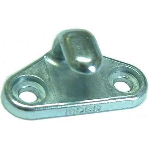Moss lashing hook for securing tarpaulins; die-cast for strength; dimensions 20mm x 50mm x 27mm.