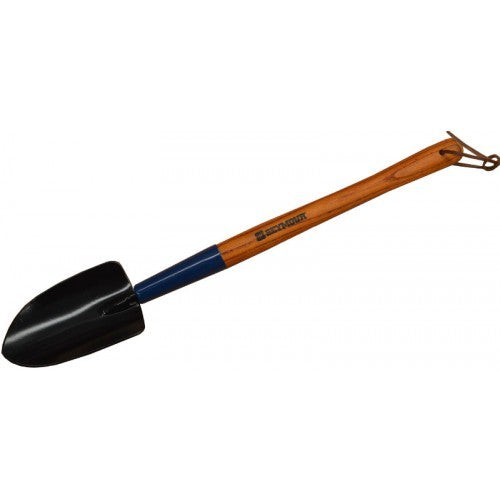 Hand Trowel Seymour Long Handle with 21-inch ash wood handle, carbon steel head, and durable epoxy finish for efficient gardening.