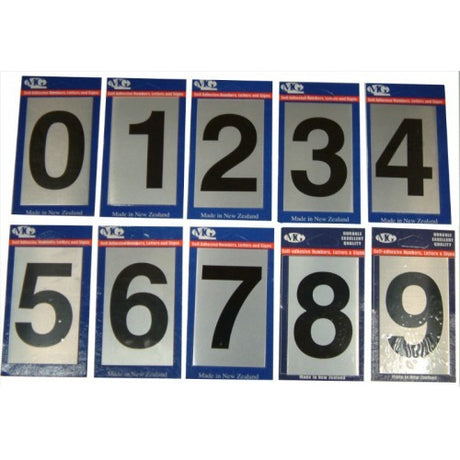 Self-adhesive aluminium number 5, 75mm, perfect for letterboxes and signage, durable for indoor and outdoor use.