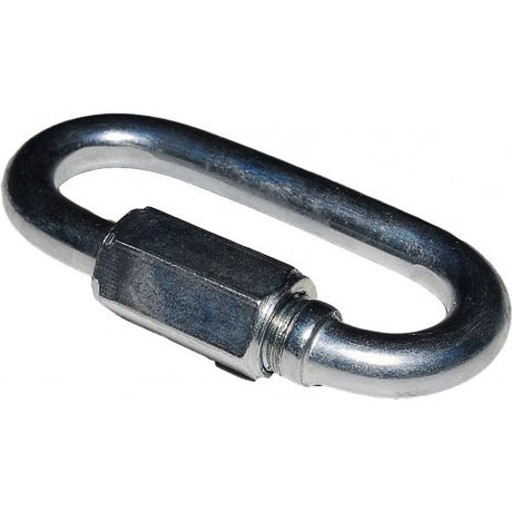 Steel quick link for 8mm chains, zinc-plated for corrosion resistance, ideal for secure connections in various applications.