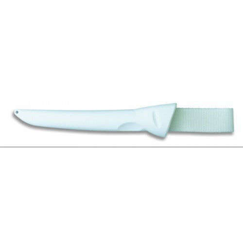 Durable plastic sheath for 22cm filleting knives, ensuring protection and easy access for chefs and home cooks.