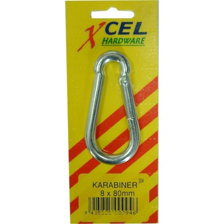 Zinc-plated pear-shaped karabiner hook, 6mm, ideal for versatile securing tasks and weather-resistant use.