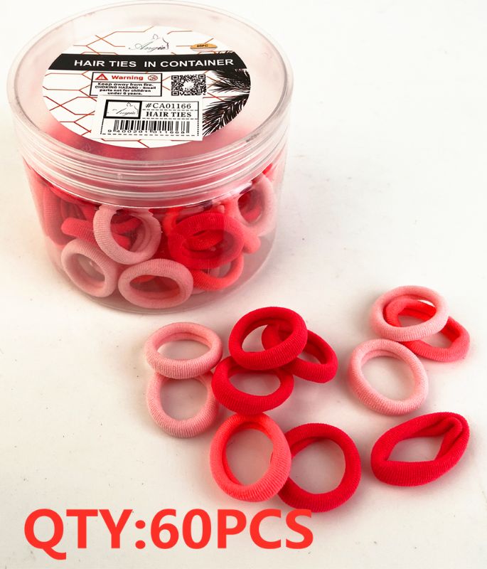 HAIR TIES - Red Asstd 60PCS (12 Packs)