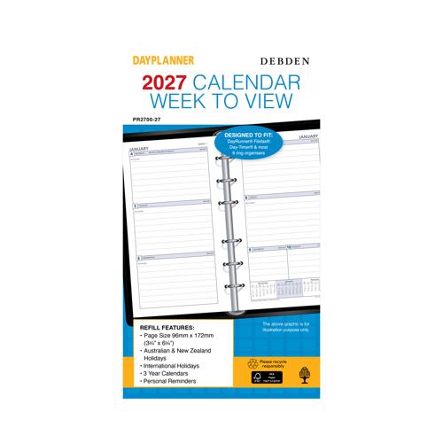 Debden Dayplanner Personal Week to View Refill 2027