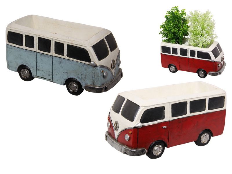 Set of 2 whimsical campervan planters (23cm) for stylishly showcasing plants and adding charm to any space.
