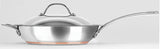 28cm Chasseur Le Cuivre sauté pan with lid, featuring copper core for superior heat distribution and elegant stainless steel design.