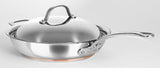 28cm copper-core saute pan with lid and ergonomic handle, designed for versatile cooking and superior heat distribution.