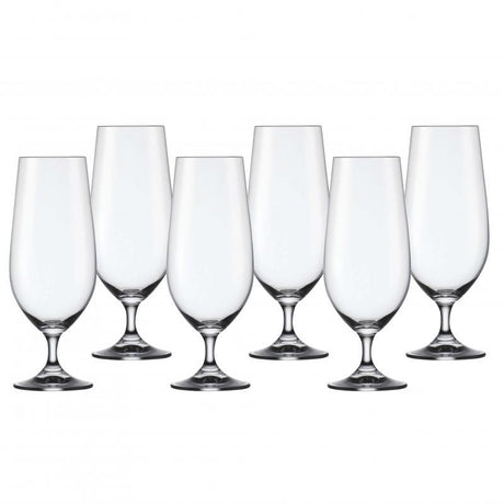 Elegant Bohemia Lara 380ml beer glasses set of 6, perfect for enhancing any drinking occasion with style and sophistication.