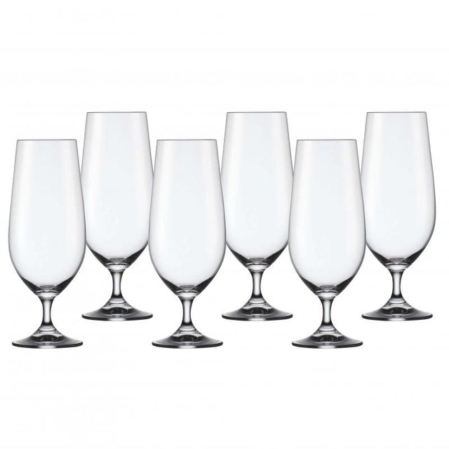 Elegant Bohemia Lara 380ml beer glasses set of 6, perfect for enhancing any drinking occasion with style and sophistication.