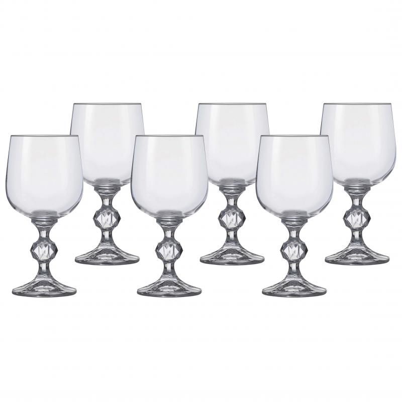 Set of 6 elegant lead-free crystal wine glasses, 230ml, perfect for enhancing red and white wine flavors.