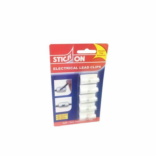 Stick-On Cable Clips 5 Pack Large White Pack of 5