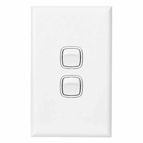 HPM Excel DOUBLE SWITCH 117mm X 73mm Matt White