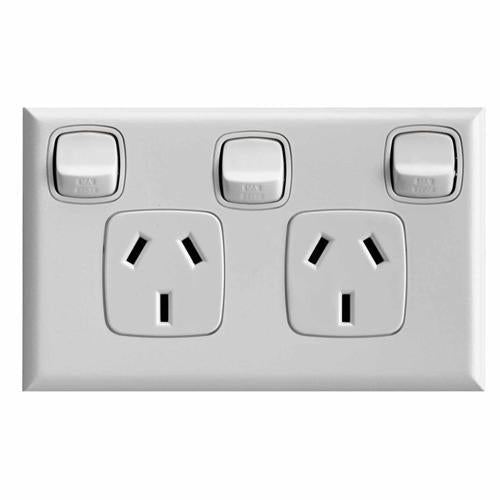 HPM Excel Double Power Point Switch 240V White CDXL777XWEWE