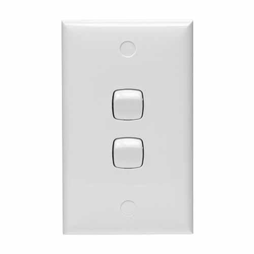 HPM Standard 2 Gang Light Switch 10 Amp White