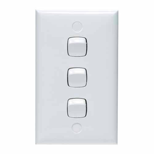 HPM Standard 3 Gang Light Switch 10 Amp White