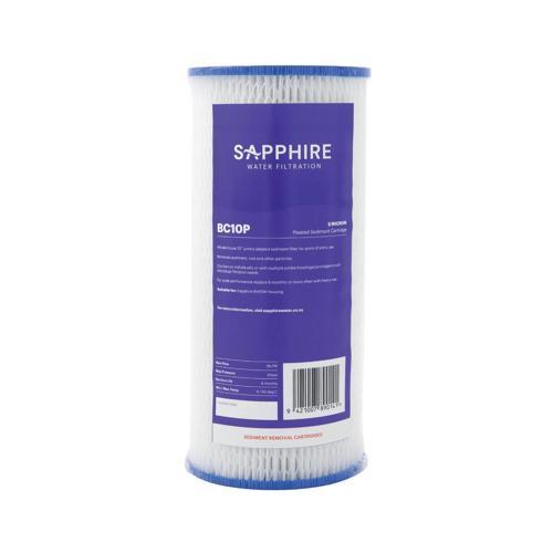 Sapphire 5 Micron Jumbo Pleated Sediment Water Filter 4.5 X 10 Inches White And