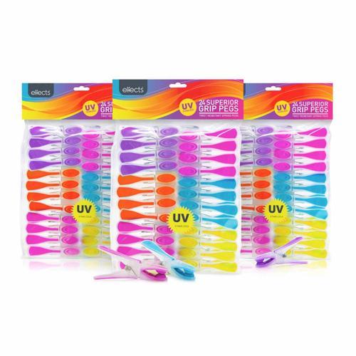 Effects Superior Grip Spring Pegs 270mm 160mm 20mm Assorted Colours Pack of 24