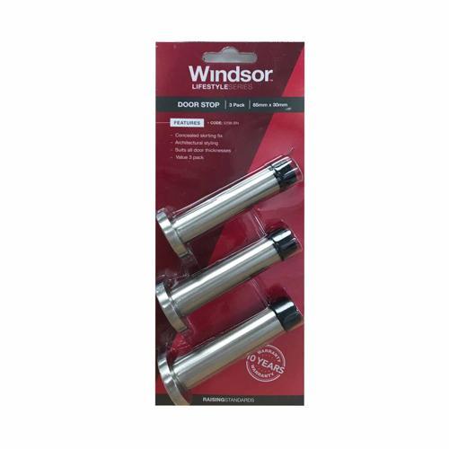 Windsor Doorstop Concealed Skirting Fix 85mm Pack of 3 Brushed Nickel Finish