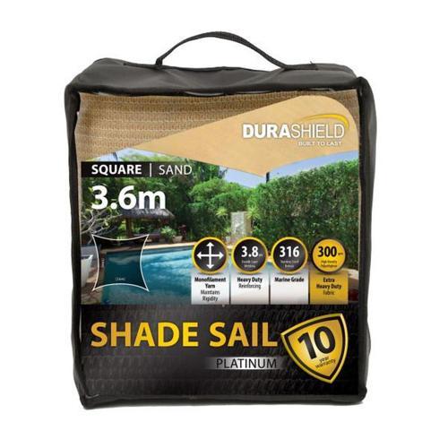 Durashield Platinum Shade Sail Platinum Square 3.6M Sand