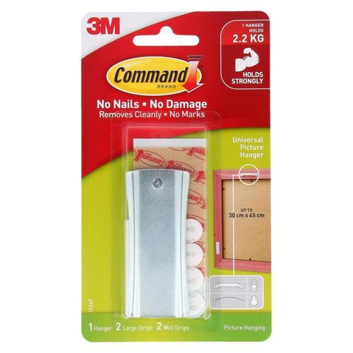 Command Sticky Nail Sawtooth Picture Hanger Large Silver