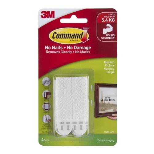 Command Picture Hanging Strips Medium White Pack of 4