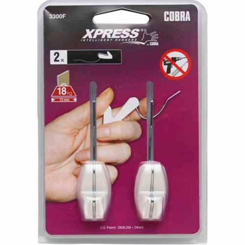 Cobra Small Picture Hooks For Plasterboard 2 Pack White Pack of 2