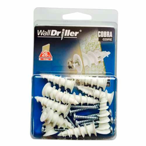 Cobra Nylon Hollow Wall Anchor For Plasterboard 4mm Screw White Pack of 10