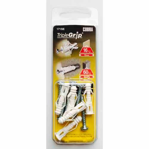 Cobra Universal Anchors For Most Materials 4mm Screw Grey Pack of 5
