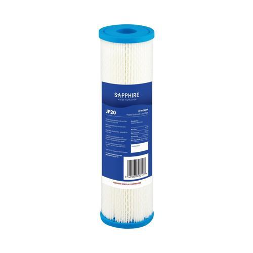 Sapphire 20 Micron Sediment Water Filter Cartridge 2.5 X 10 Inches White And