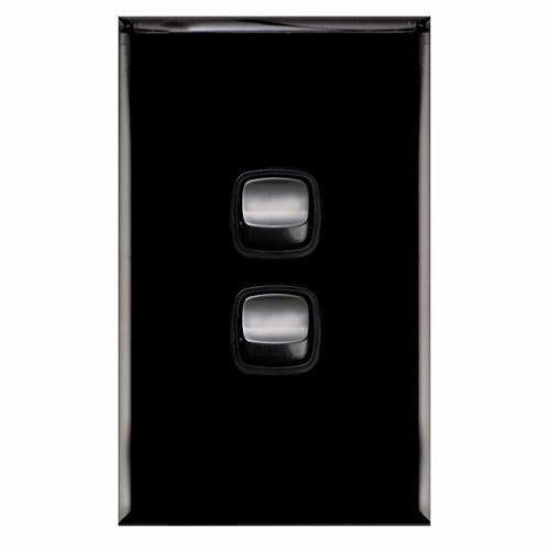 HPM Excel 2 Gang Switch 240 Volt Black
