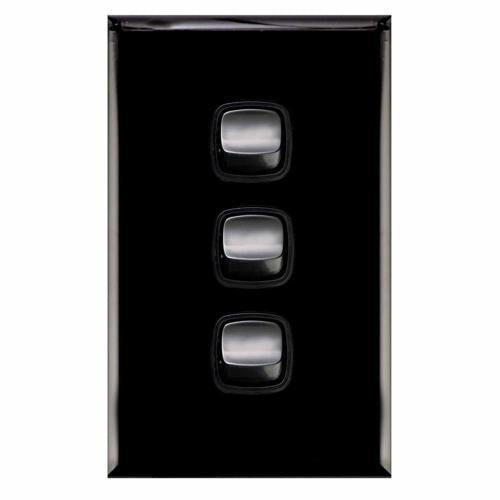 HPM Excel 3 Gang Cover Plate 73mm L: 117mm Black