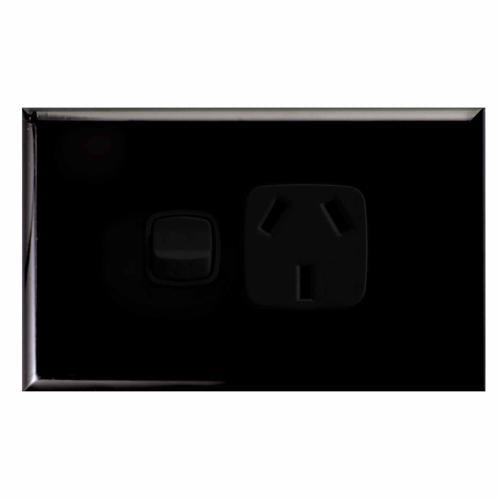 HPM Excel 1 Gang Powerpoint 240 Volt Black