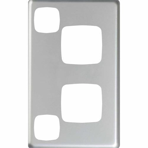 HPM Excel Double Powerpoint Cover Plate 73mm L: 117mm Matt Silver